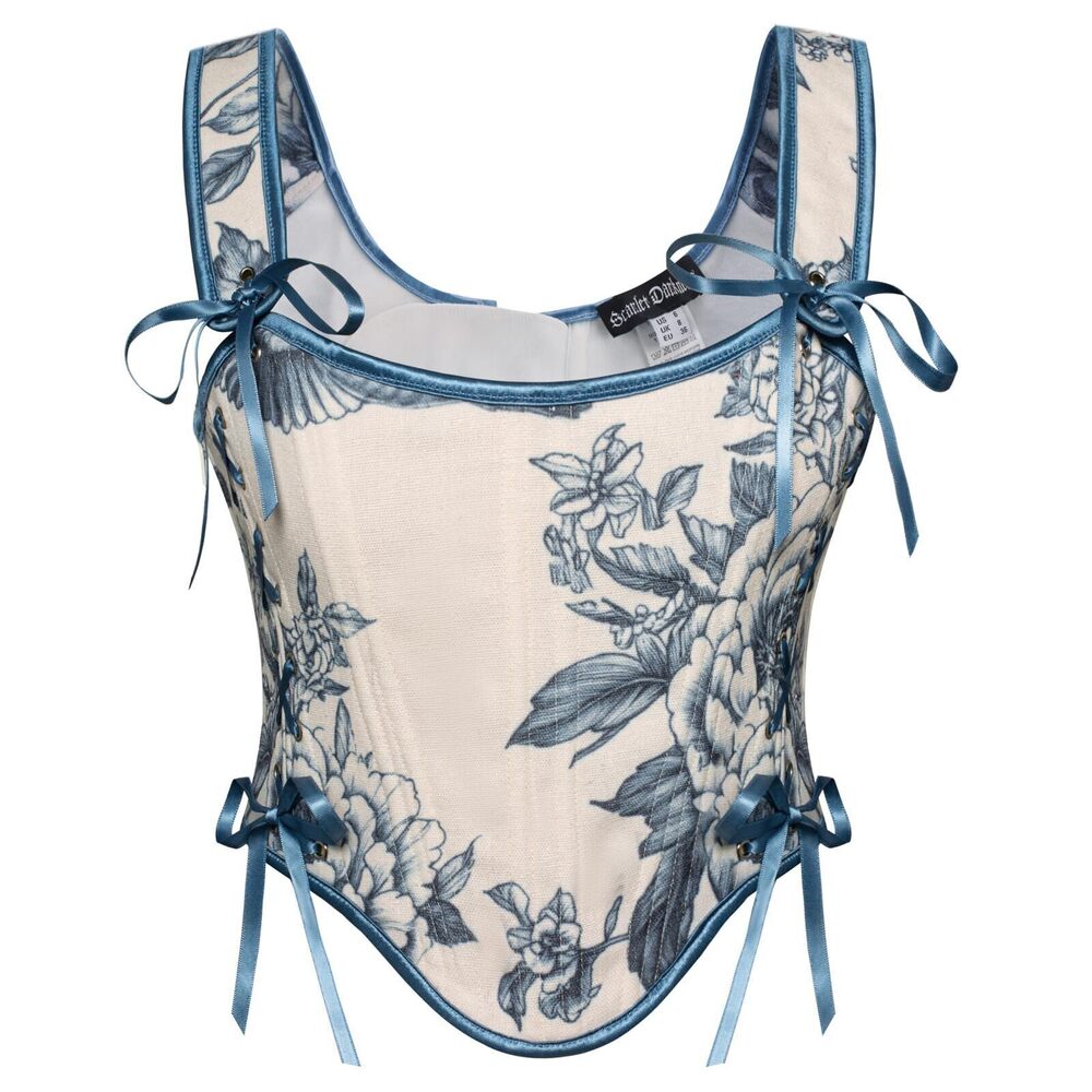 6263 Bustier Tops Renaissance Faire Costume Floral Lace Up Corset Top Retro